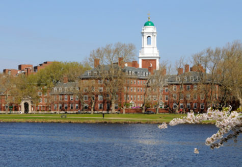 Harvard University Eliot House across Charles River, in Cambridge, Massachusetts